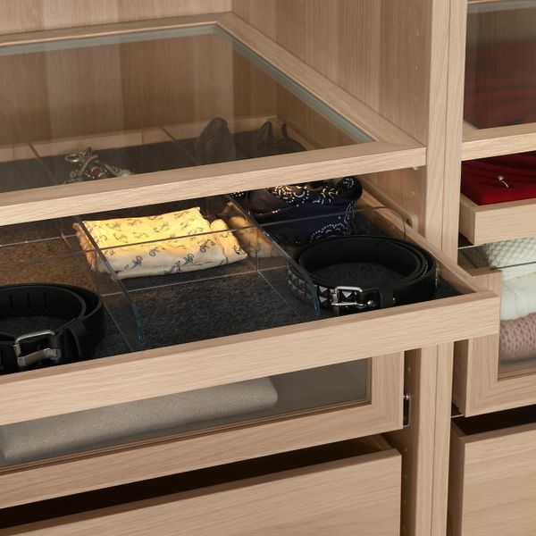 Выдвижная полка с разделителем, под беленый дуб, прозрачный 100x58 см IKEA КОМПЛИМЕНТ 692.429.64 - схема-чертеж с размерами