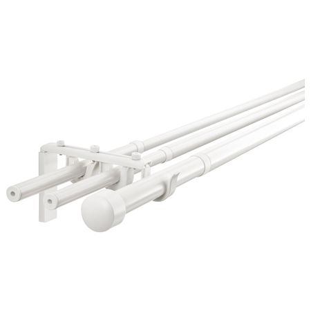 Тройной гардинный карниз,комбинация, белый 210-385 см IKEA HUGAD ХУГАД / RÄCKA РЭККА 893.261.99