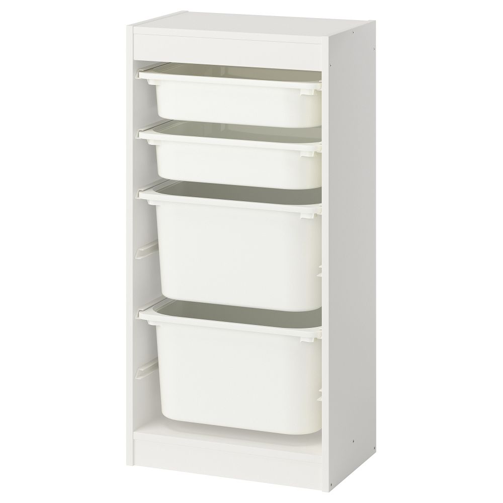 Комбинация для хранения + контейнеры, белый, белый, 46x30x94 см IKEA TROFAST ТРУФАСТ 195.749.51 - фото 1