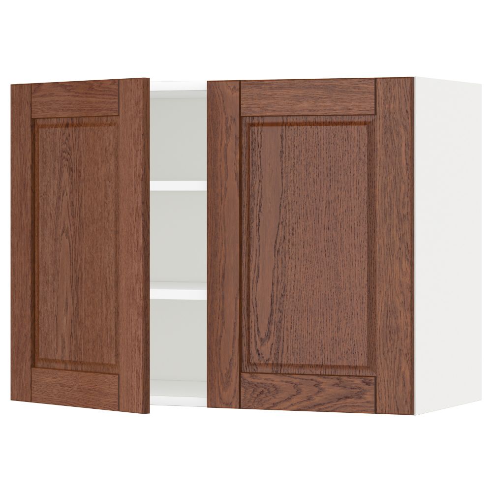Навесной шкаф с полками, 2 дверцы МЕТОД, белый, Филипстад коричневый - схема-чертеж с размерами