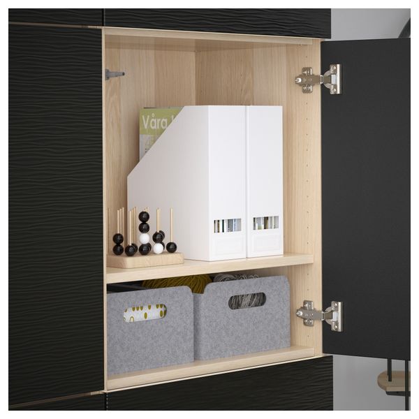 Комбинация для хранения с дверцами БЕСТО, под беленый дуб под беленый дуб, Лаксвикен черный (120x40x192 см) - схема-чертеж с размерами