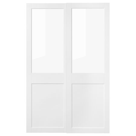 Пара раздвижных дверей, стекло, белый, 150x236 см IKEA GRIMO ГРИМО 405.452.97