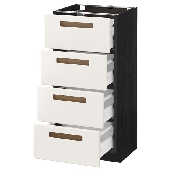 Напольный шкаф 4 фронтальных панели, 4 ящика МЕТОД / МАКСИМЕРА, черный, Мэрста белый - схема-чертеж с размерами