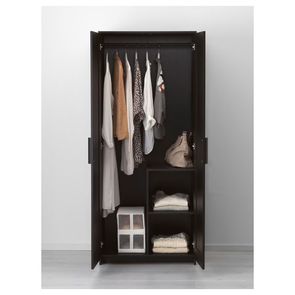 Шкаф платяной 2-дверный БРИМНЭС, черный (78x190 см) - фото 2