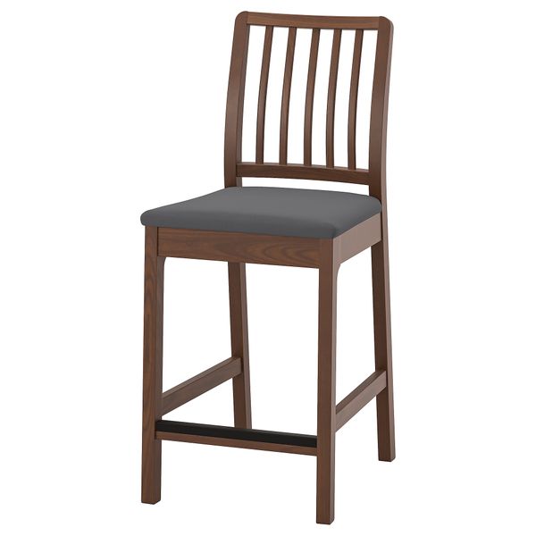 Стул барный, 62 см, коричневый, Hakebo темно-серый IKEA EKEDALEN ЛЕН ЭКЕДАЛЕН 194.294.74 - фото 1