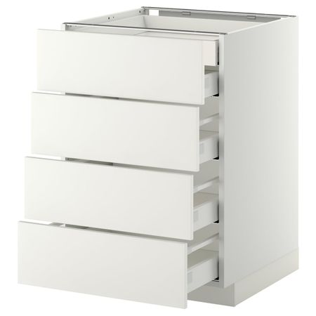 Напольный шкаф 4 фронтальных, 2 низких, 3 средних ящ, белый/Хэггеби белый 60x60 см IKEA METOD МЕТОД / MAXIMERA МАКСИМЕРА