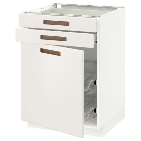 Напольный шкаф, дверца, 2 ящика, проволочных корзин МЕТОД / ФОРВАРА, белый, Мэрста белый