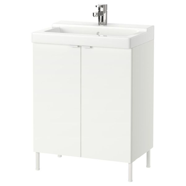 Шкаф под раковину с 2 дверц, белый/ЭНСЕН смеситель 61x41x82 см IKEA LILLÅNGEN ЛИЛЛОНГЕН / TÄLLEVIKEN ТЭЛЛЕВИКЕН 592.939.68 - фото 1