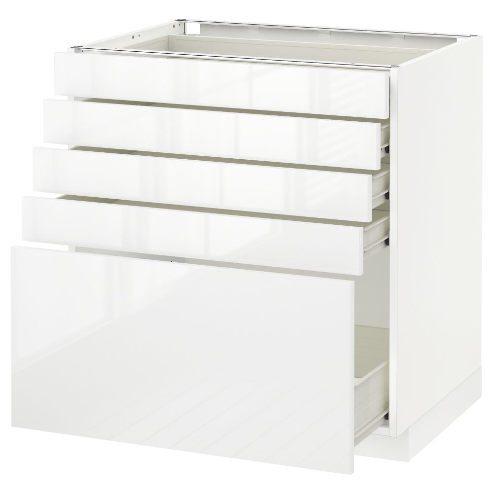 Напольный шкаф с 5 ящиками МЕТОД / ФОРВАРА, белый, Рингульт белый - схема-чертеж с размерами