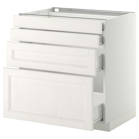 Напольный шкаф 4 фронтальных панели, 4 ящика МЕТОД / ФОРВАРА, белый, Лаксарби белый