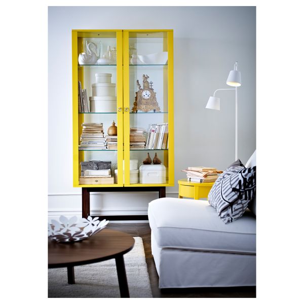 Шкаф со стеклянными дверями СТОКГОЛЬМ, желтый (90x180 см) - схема-чертеж с размерами
