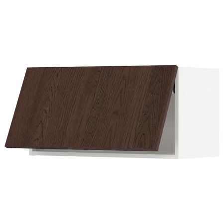 Навесной горизонтальный шкаф, белый/Синарп коричневый 80x40 см IKEA METOD МЕТОД 194.047.08