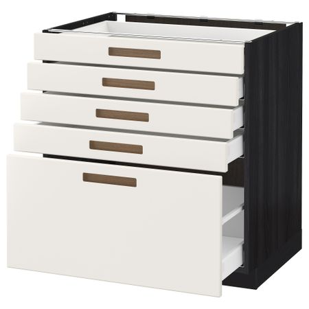 Напольный шкаф с 5 ящиками МЕТОД / МАКСИМЕРА, черный, Мэрста белый