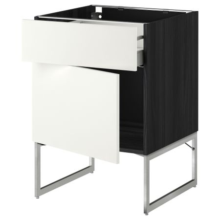 Напольный шкаф с ящиком, дверью МЕТОД / МАКСИМЕРА, черный, Хэггеби белый