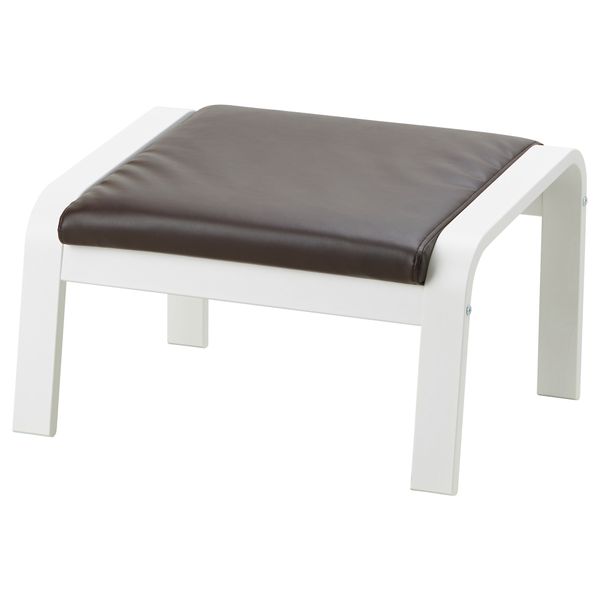 Табурет для ног ПОЭНГ, белый, Кимстад темно-коричневый - схема-чертеж с размерами