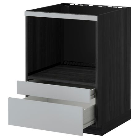 Напольный шкаф для комбинирования СВЧ, ящики МЕТОД / ФОРВАРА, черный, Веддинге серый (60x60 см)
