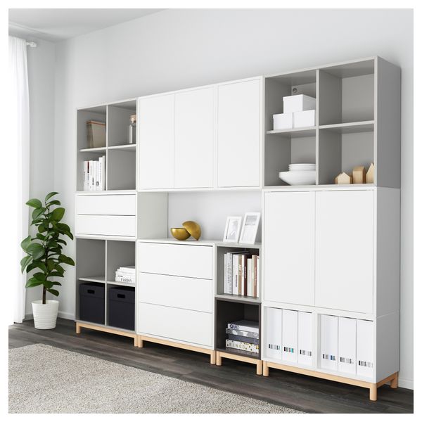 Комбинация шкафов с ножками ЭКЕТ, белый/светло-серый, темно-серый (245x35x185 см) - фото 2