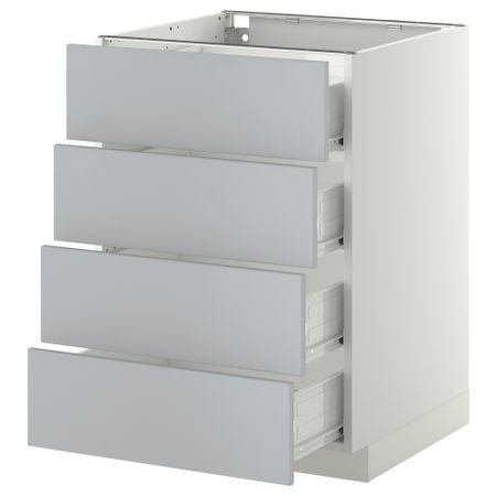 Напольный шкаф 4 фронтальных панели, 4 ящика МЕТОД / ФОРВАРА, белый, Веддинге серый