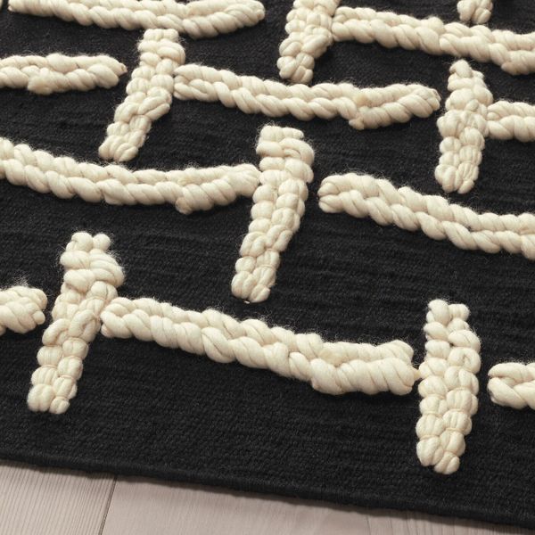 Ковер безворсовый, черный, белый, 133x195 см IKEA ИКЕА АРТ-ИВЕНТ 2019 904.353.76 - фото 3