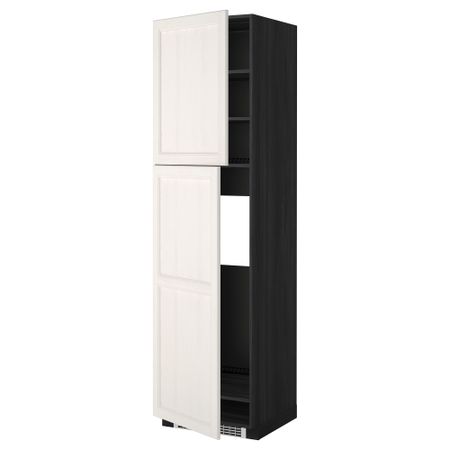 Высокий шкаф для холодильника, 2 дверцы МЕТОД, черный, Лаксарби белый