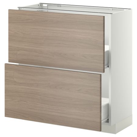 Напольный шкаф с 2 ящиками МЕТОД / ФОРВАРА, белый, Брокхульт светло-серый