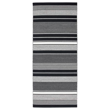 Ковер безворсовый, черный/белый, полоска 80x200 см IKEA ВЕСЛЁС 004.187.05