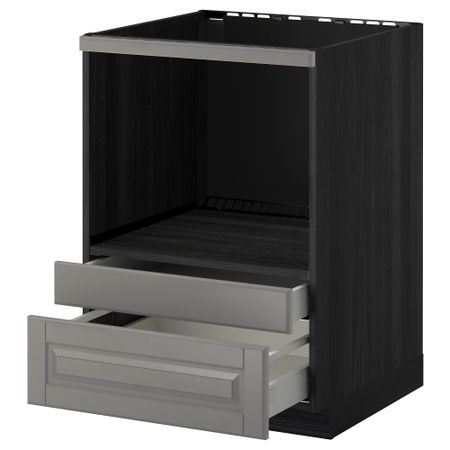 Напольный шкаф для комбинирования СВЧ, ящики МЕТОД / МАКСИМЕРА, черный, Будбин серый (60x60 см)
