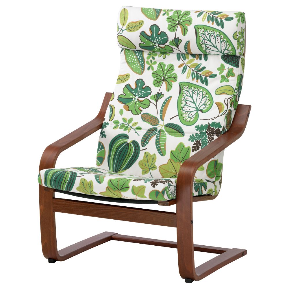 Кресло ПОЭНГ, классический коричневый, Симмарп зеленый - фото 1