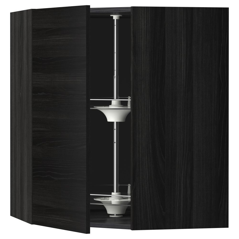 Угловой навесной шкаф с вращающейся секцией МЕТОД, черный, Тингсрид черный - схема-чертеж с размерами