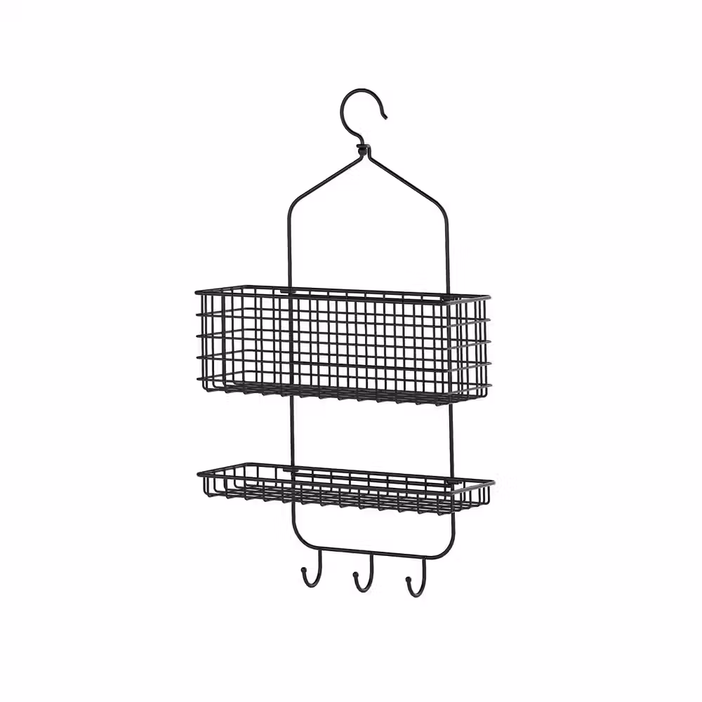 BLECKSJÖN Корзина подвесная для душа - чёрный 31x56 см - фото 1