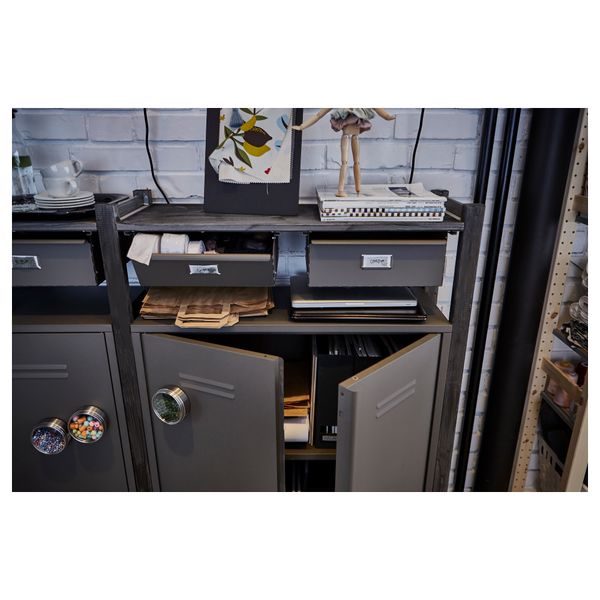 2 секции, полки/шкафы ИВАР, сосна, серый (175x30x124 см) - схема-чертеж с размерами