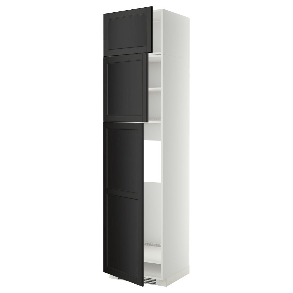 Высокий шкаф для холодильника, 3 дверцы МЕТОД, белый, Лаксарби черно-коричневый (60x60x240 см) - схема-чертеж с размерами