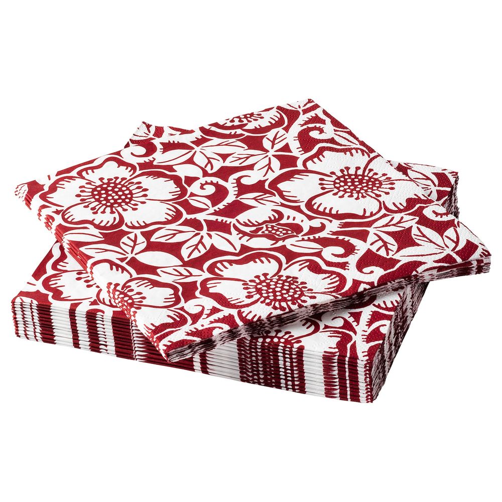 Салфетка бумажная, орнамент «рождественская роза» красный, белый 33x33 см IKEA VINTER 2020 ВИНТЕР 2020 504.725.73 - схема-чертеж с размерами