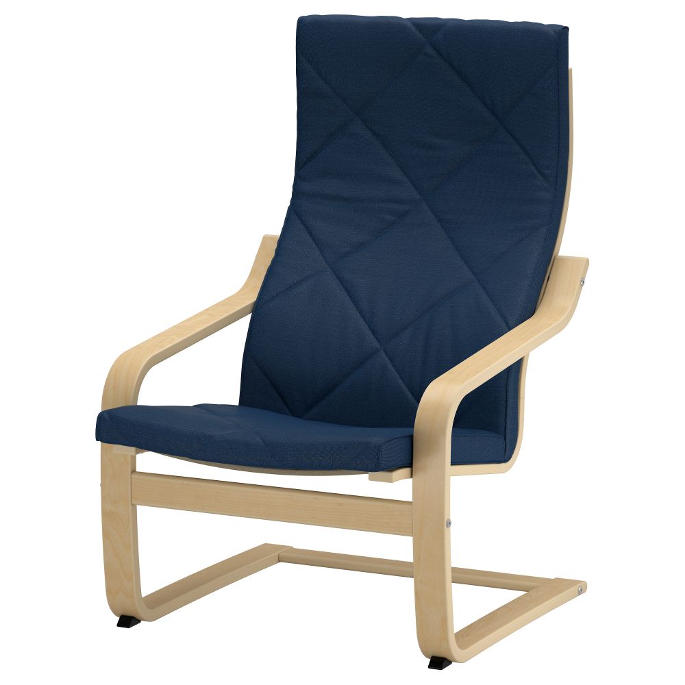 Кресло ПОЭНГ, березовый шпон, Эдум темно-синий - фото 1