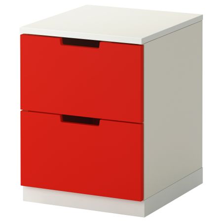 Комод с 2 ящиками НОРДЛИ, красный, белый (40x52 см)