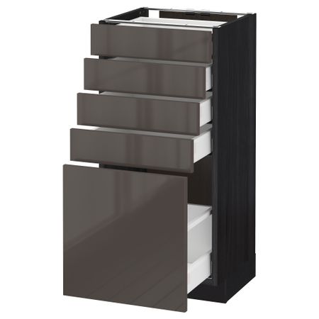 Напольный шкаф с 5 ящиками МЕТОД / МАКСИМЕРА, черный, Рингульт серый