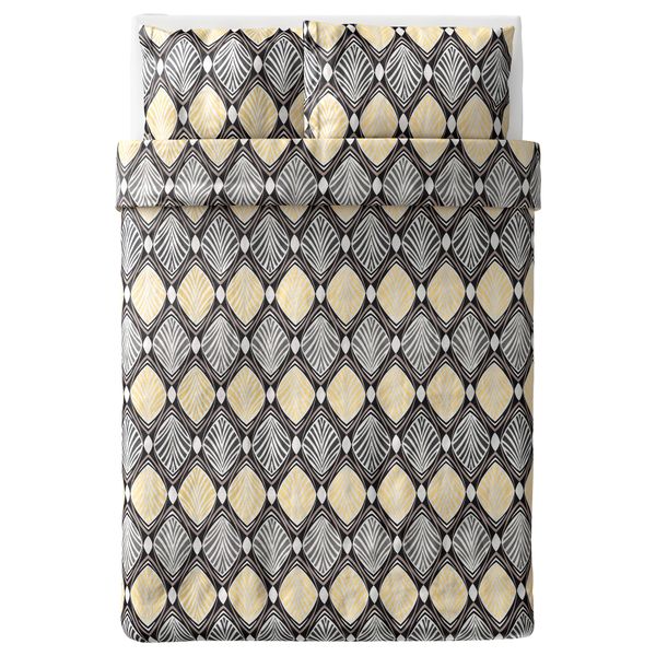 Пододеяльник и 2 наволочки ХЭСТФИБЛА, серый, желтый - схема-чертеж с размерами