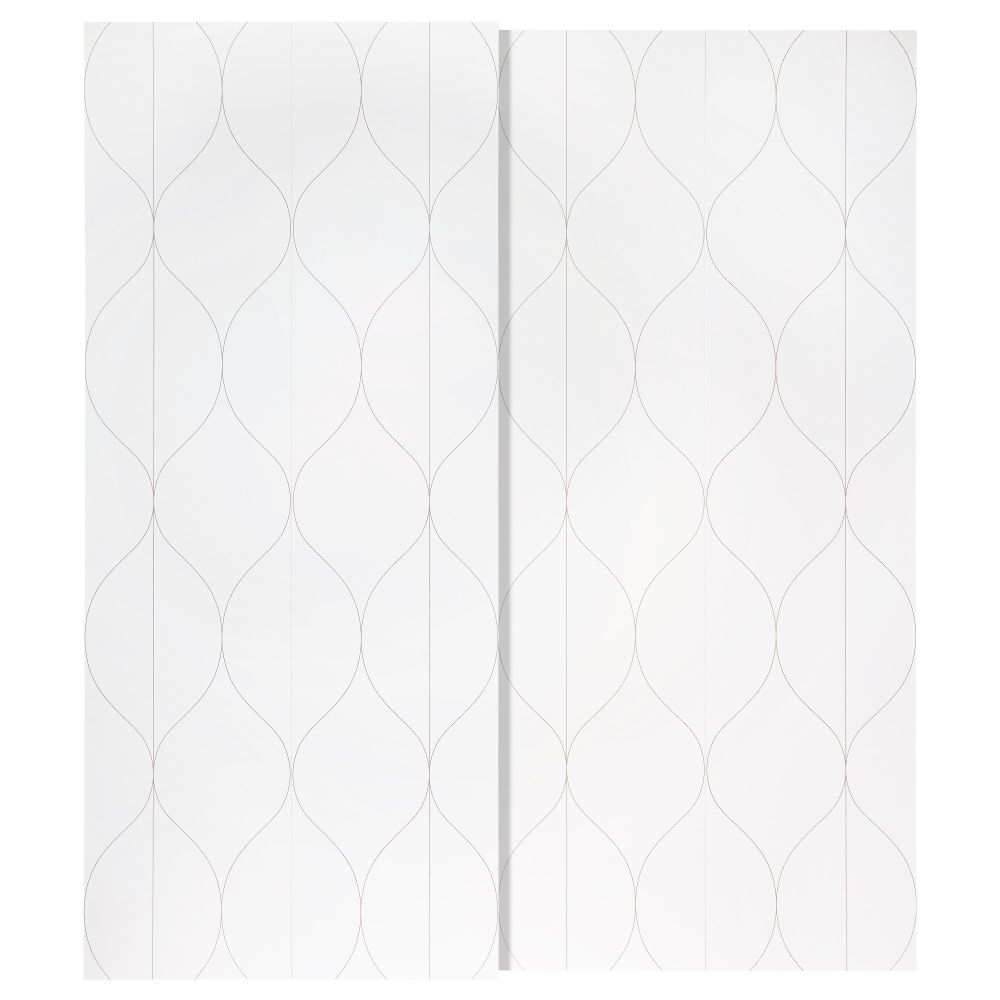 Пара раздвижных дверей СВОРКМО, сетчатый орнамент белый, бежевый - схема-чертеж с размерами