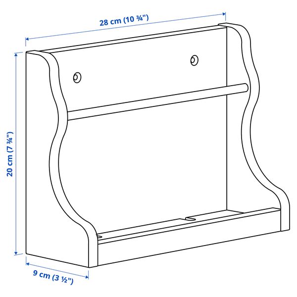 Настенный органайзер, 28x9x21 см, темно-коричневый IKEA LEVLA ЛЕВЛА 204.983.53 - схема-чертеж с размерами