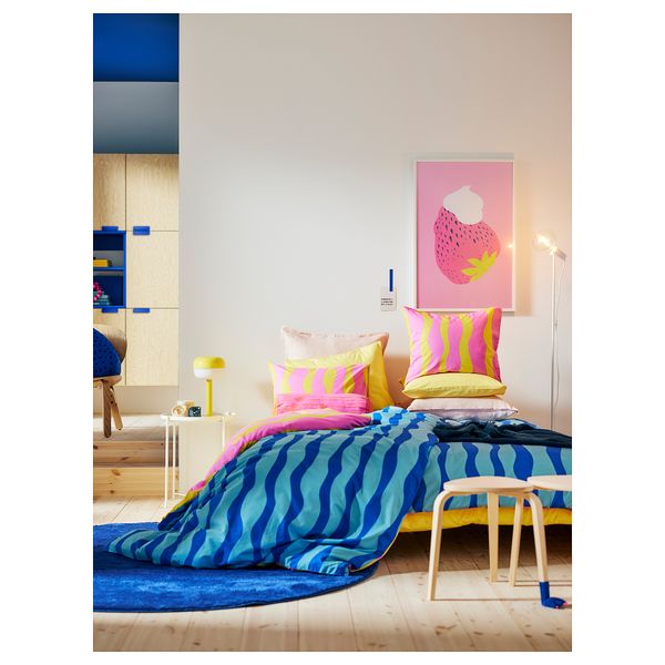 Пододеяльник и наволочка, 150x200, 50x60 см, синий, светло-розовый IKEA SOMMARVICKER 105.546.84 - фото 7