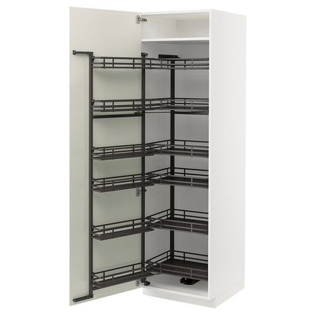 METOD Высокий шкаф с выдвижным модулем - белый/Veddinge белый 60x60x200 см