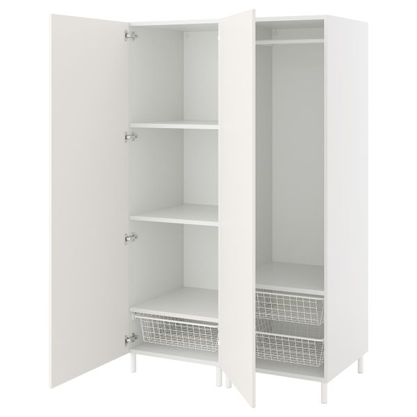 Гардероб 2-дверный, белый/Фоннес белый 120x57x191 см IKEA OPPHUS ОПХУС 494.243.71 - фото 1