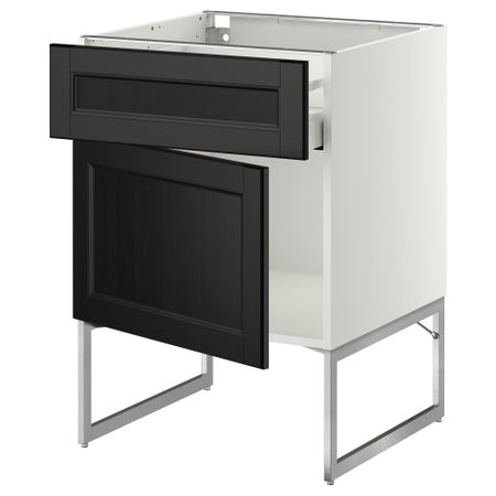 Напольный шкаф с ящиком, дверью МЕТОД / МАКСИМЕРА, белый, Лаксарби черно-коричневый