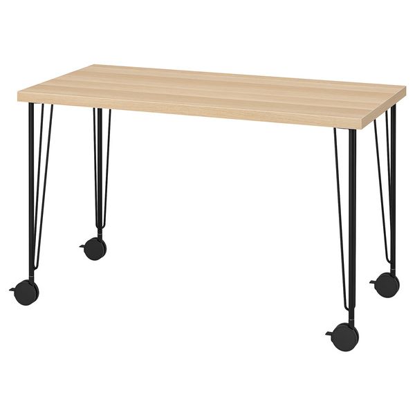 LAGKAPTEN / KRILLE Письменный стол - под беленый дуб/чёрный 120x60 см - фото 1