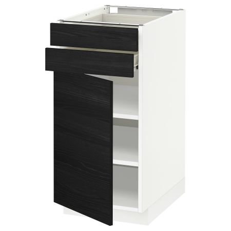 Напольный шкаф с дверцей, 2 ящиками МЕТОД / ФОРВАРА, белый, Тингсрид черный