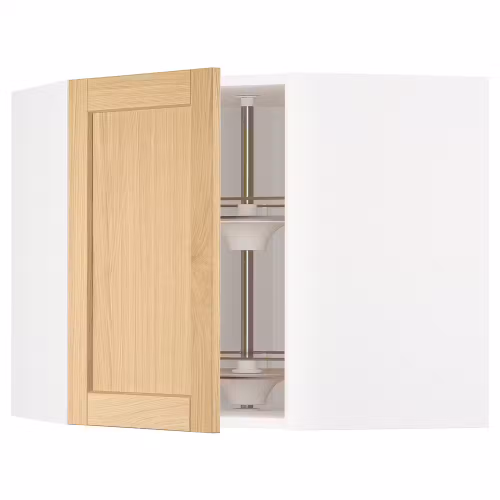 METOD Углов навесн шкаф с вращающ секцией - белый/Forsbacka дуб 68x60 см - фото 1