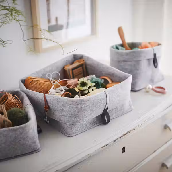 RAGGISAR Набор корзин,3 штуки - серый - фото 3