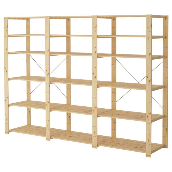 3 секции/полки, хвойное дерево 230x50x171 см IKEA HEJNE ХЕЙНЕ 192.274.47 - фото 2