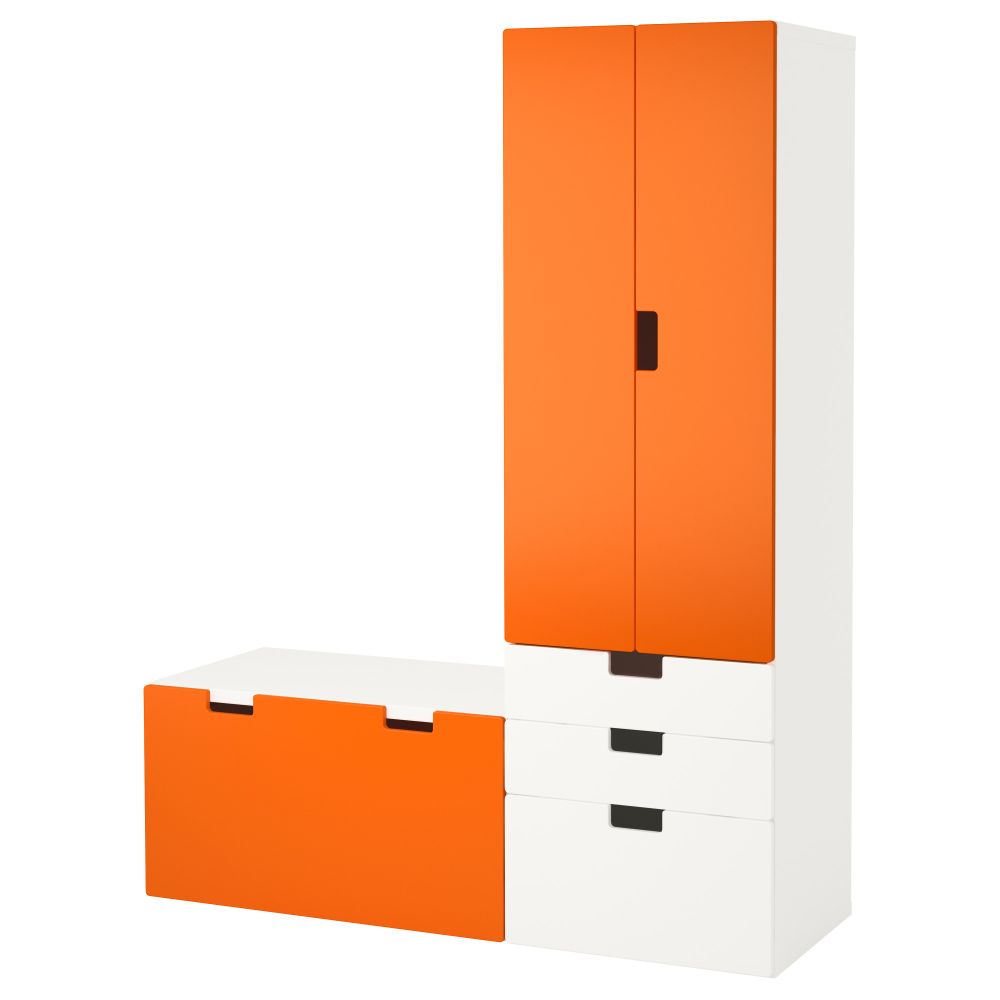 Комбинация для хранения со скамьей СТУВА, белый, оранжевый (150x50x192 см) - фото 1