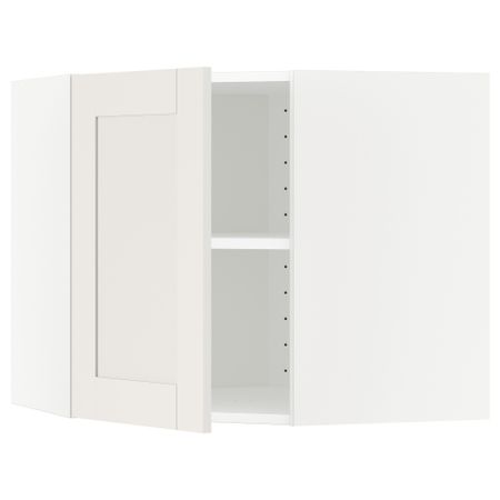 Угловой навесной шкаф с полками МЕТОД, белый, Сэведаль белый